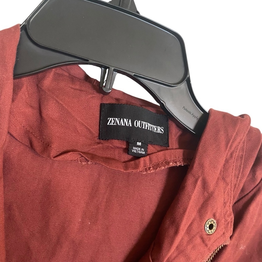 Zenana Outfitters Burnt Orange Hooded Cinch Waist Utility Vest Size Medium - Picture 2 of 6